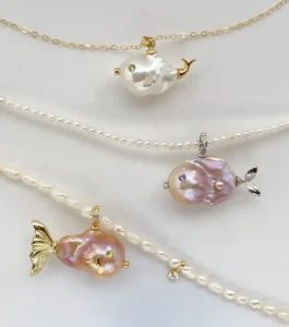 Pearl Fish Necklace – One-of-a-Kind Cute Pearl Pendant - raffiepearls01