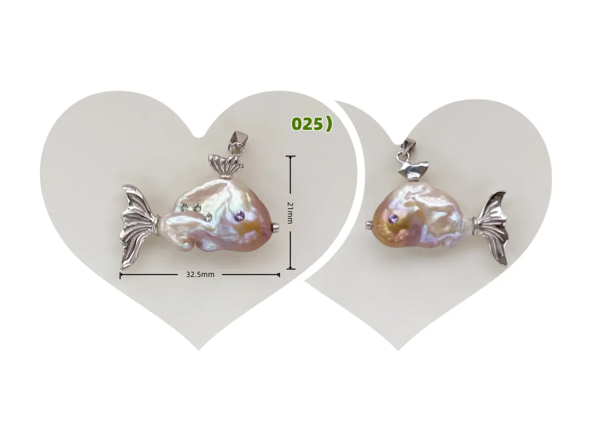 Pearl Fish Necklace – One-of-a-Kind Cute Pearl Pendant - raffiepearls01