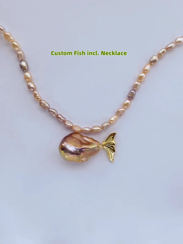 Pearl Fish Necklace – One-of-a-Kind Cute Pearl Pendant - raffiepearls01