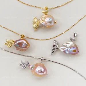 Pearl Fish Necklace – One-of-a-Kind Cute Pearl Pendant - raffiepearls01