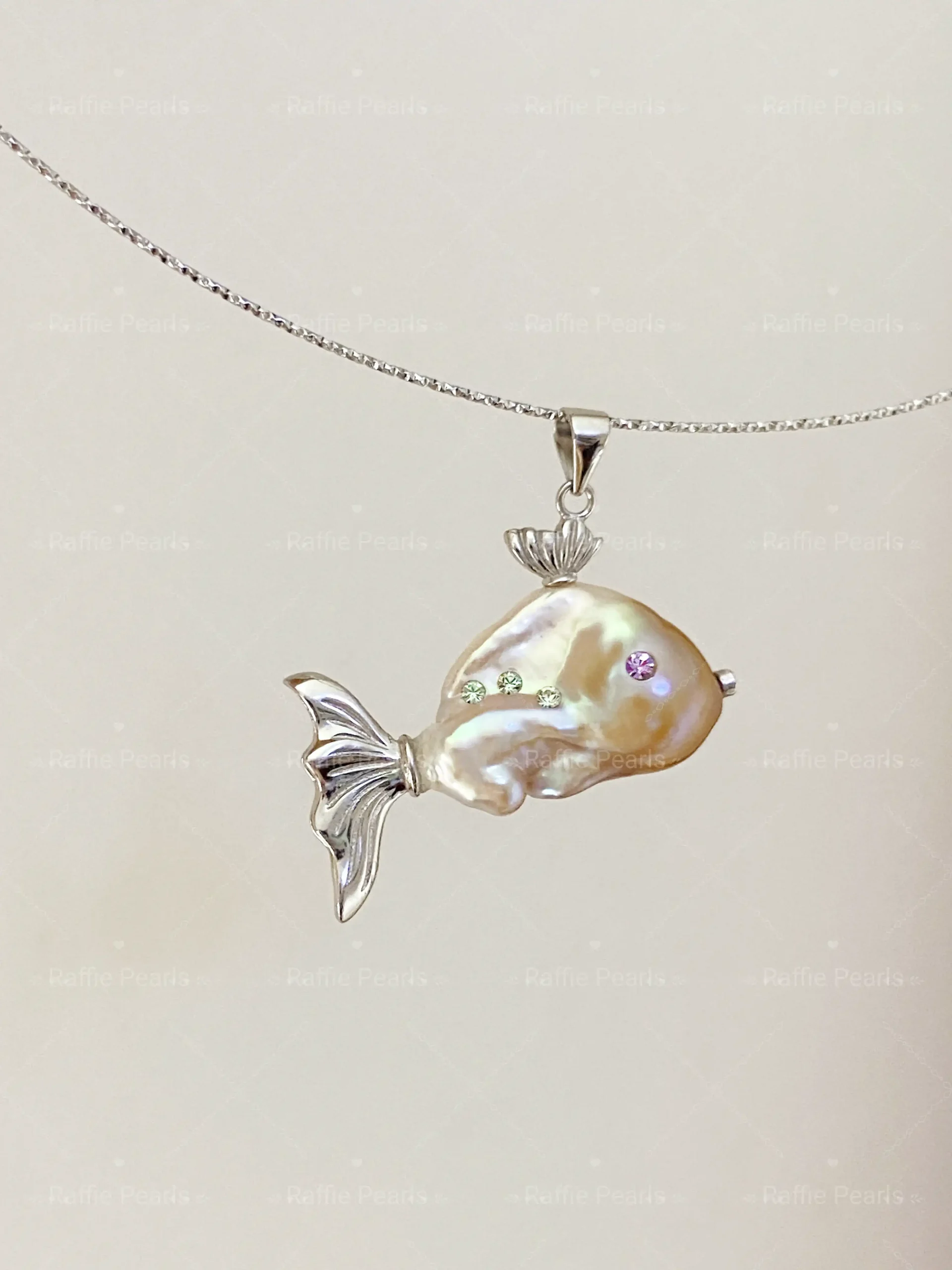 Pearl Fish Necklace – One-of-a-Kind Cute Pearl Pendant - raffiepearls01