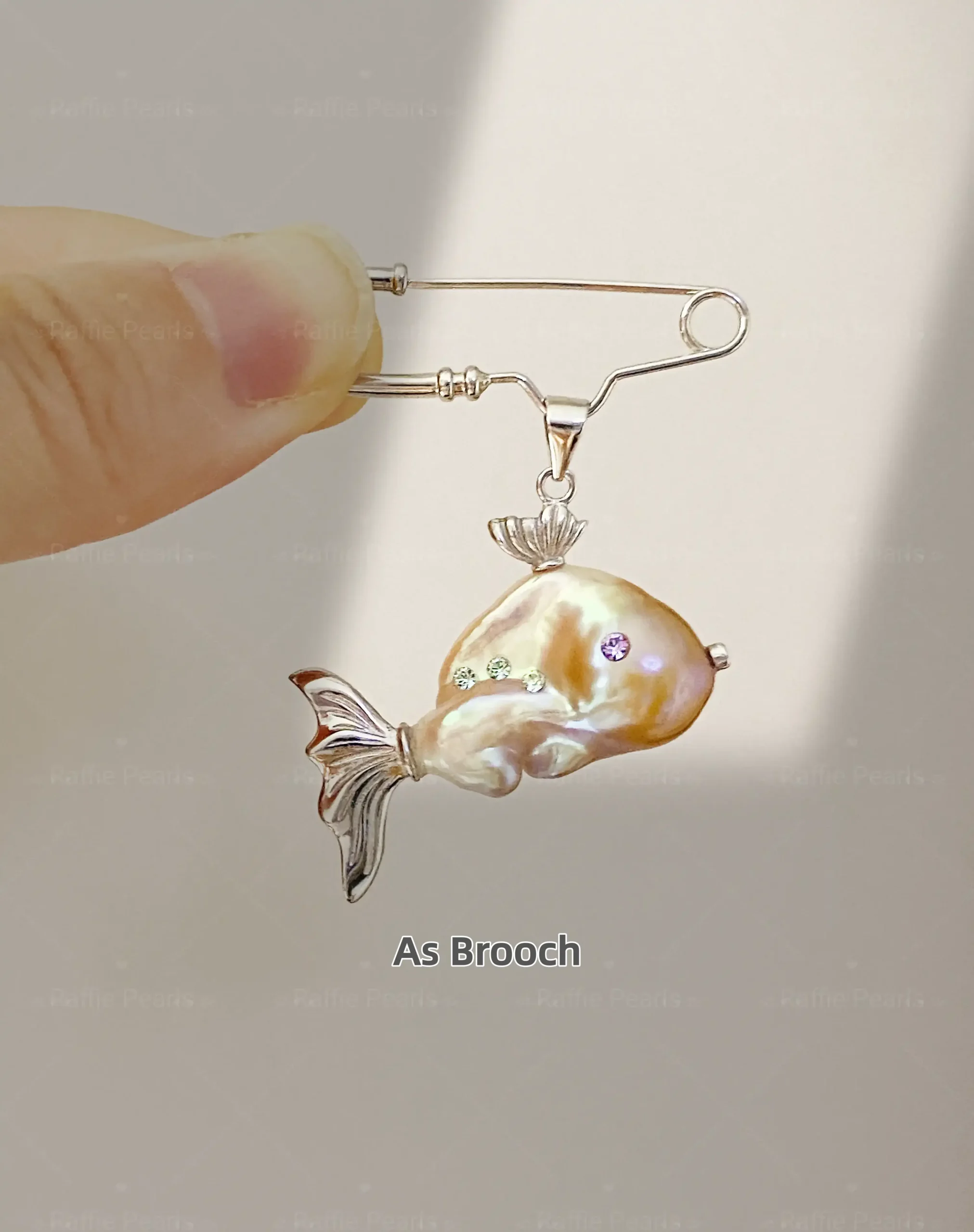 Pearl Fish Necklace – One-of-a-Kind Cute Pearl Pendant - raffiepearls01
