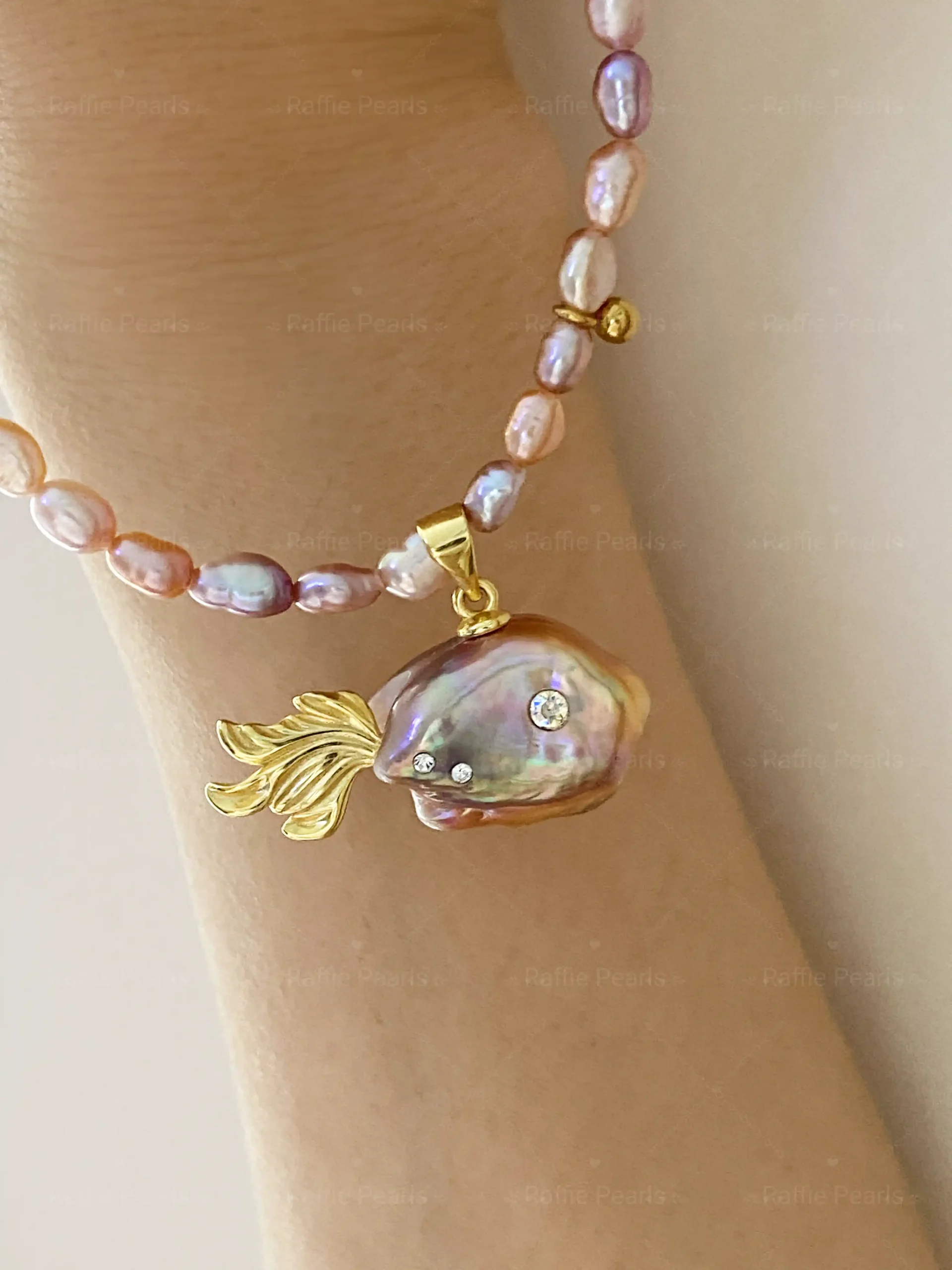Pearl Fish Necklace – One-of-a-Kind Cute Pearl Pendant - raffiepearls01