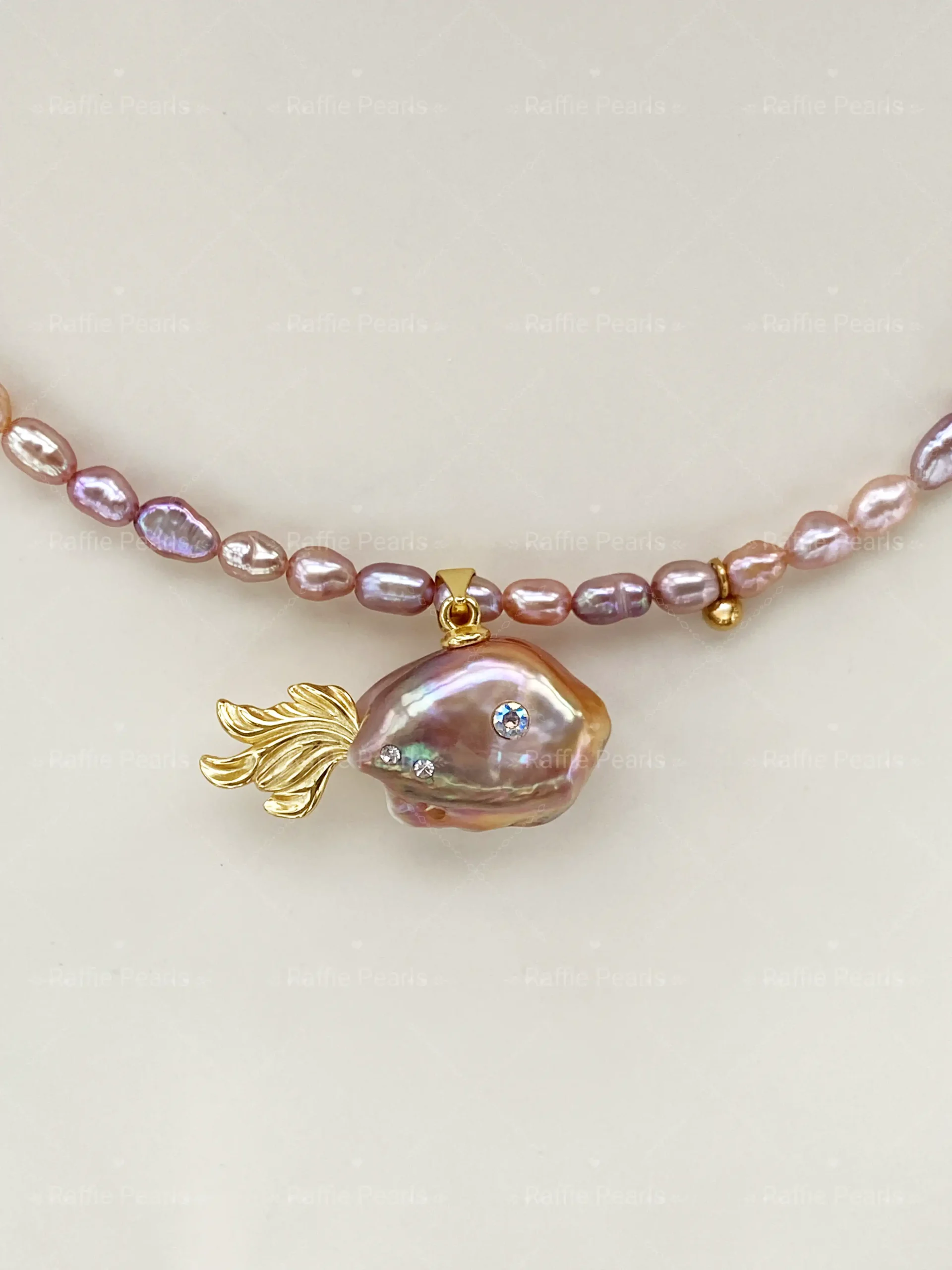 Pearl Fish Necklace – One-of-a-Kind Cute Pearl Pendant - raffiepearls01