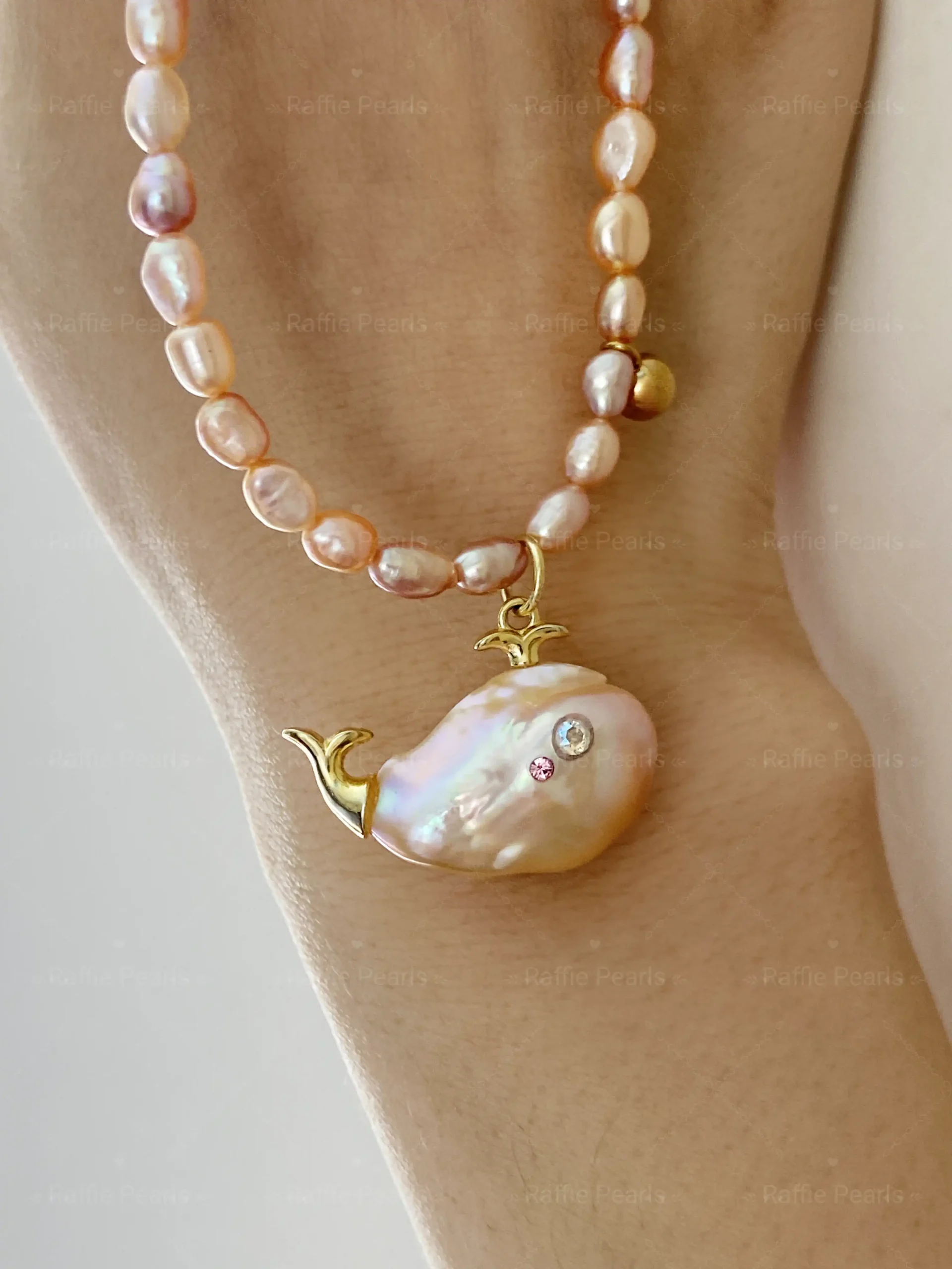 Pearl Fish Necklace – One-of-a-Kind Cute Pearl Pendant - raffiepearls01
