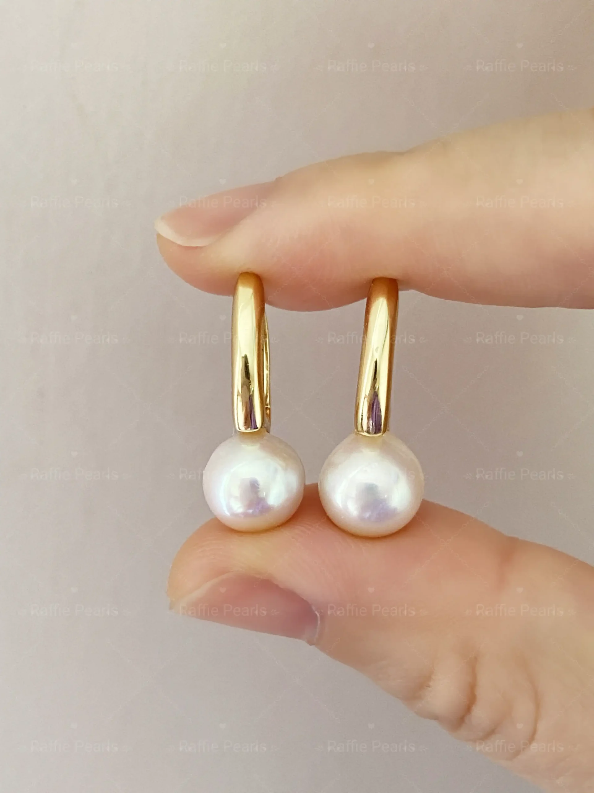 Gold Pearl Hoop Earrings – Freshwater Pearls in Sterling Silver & Gold Plated - raffiepearls056