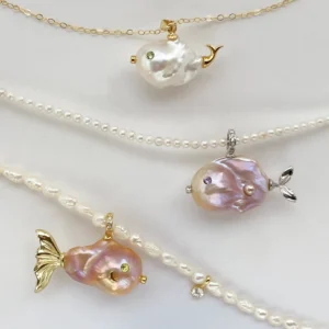 Pearl Fish Necklace – One-of-a-Kind Cute Pearl Pendant - raffiepearls01