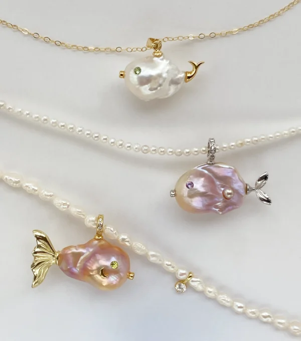 Pearl Fish Necklace – One-of-a-Kind Cute Pearl Pendant - raffiepearls01