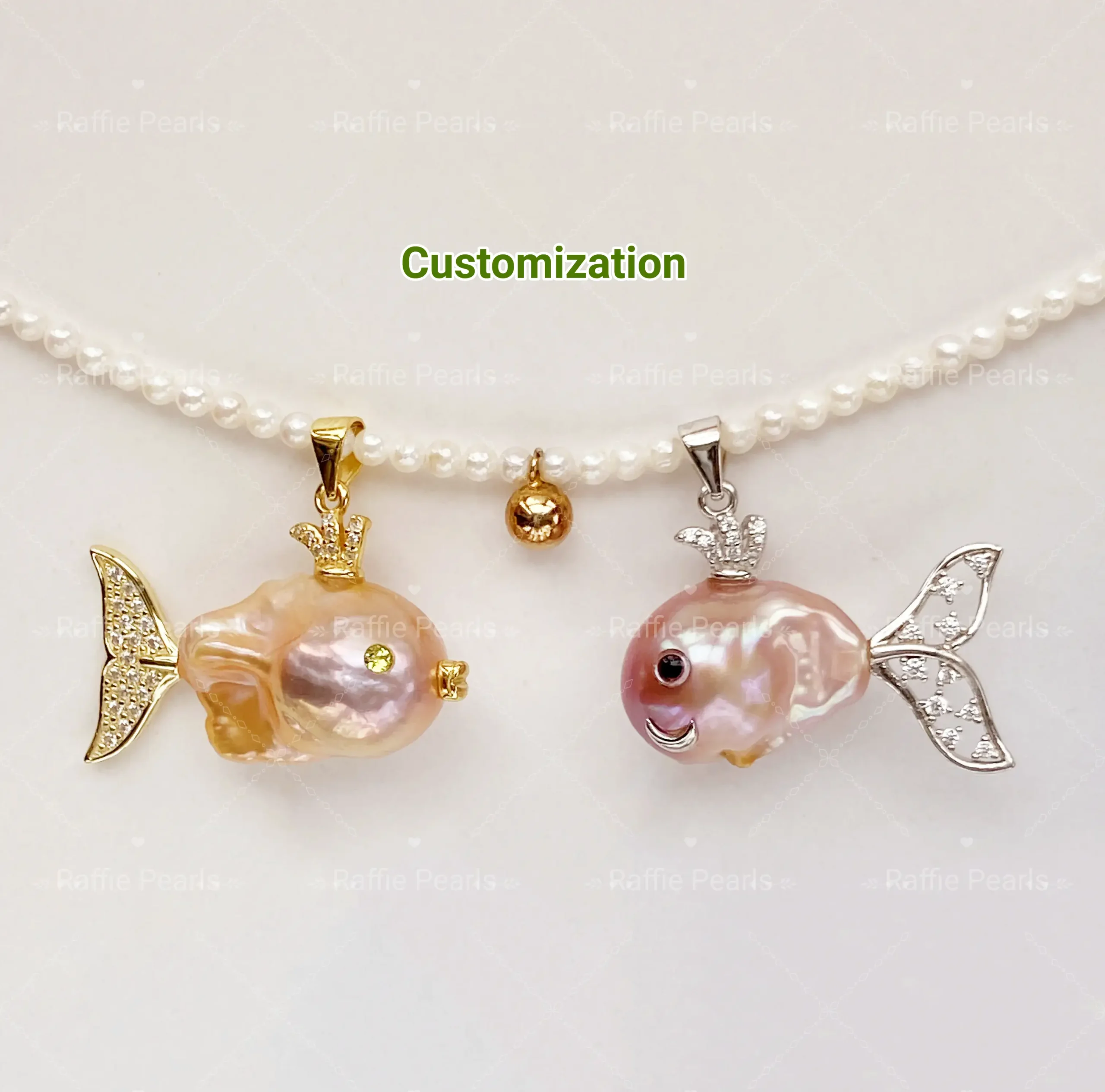 Pearl Fish Necklace – One-of-a-Kind Cute Pearl Pendant - raffiepearls01