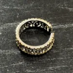 "Silver & Gold Hollow Ring" Sterling Silver, Free Size