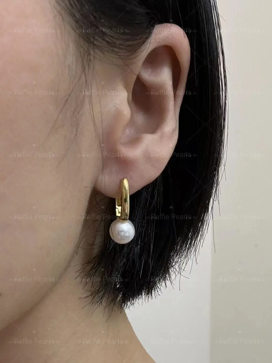 Gold Pearl Hoop Earrings – Freshwater Pearls in Sterling Silver & Gold Plated - raffiepearls056