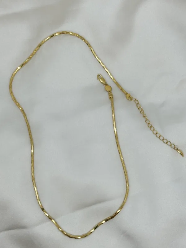 Raffie & Julia "Italian Snake Chain Necklace" Sterling Silver Plated with Thick 18K Gold
