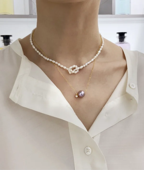 Tiny Pearl Necklace with Tarnish-Free/ Sterling Silver Clasps - Daily Layering