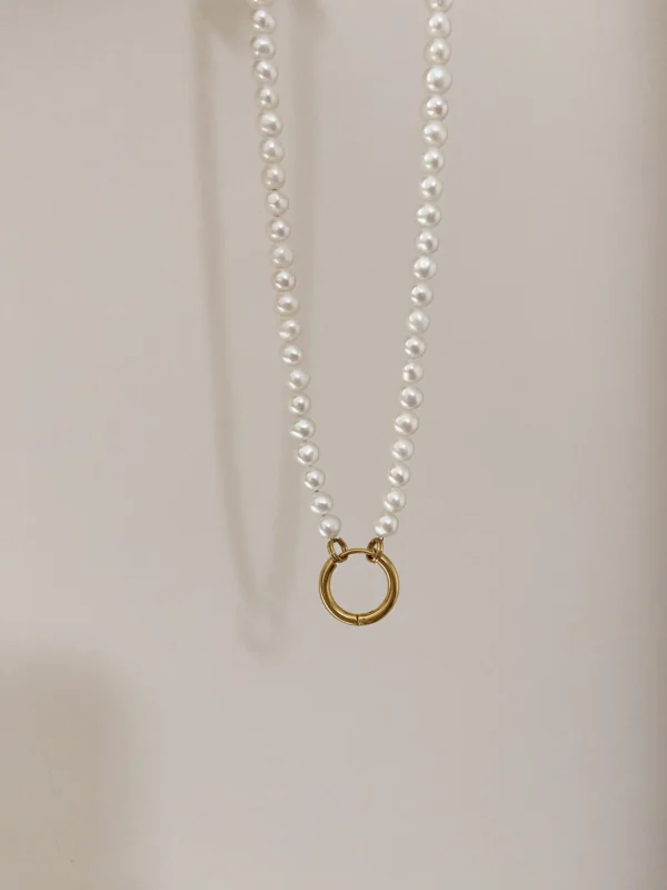 Half Pearl Half Chain Necklace - Convertible Jewelry with Real Pearls - raffiepearls33