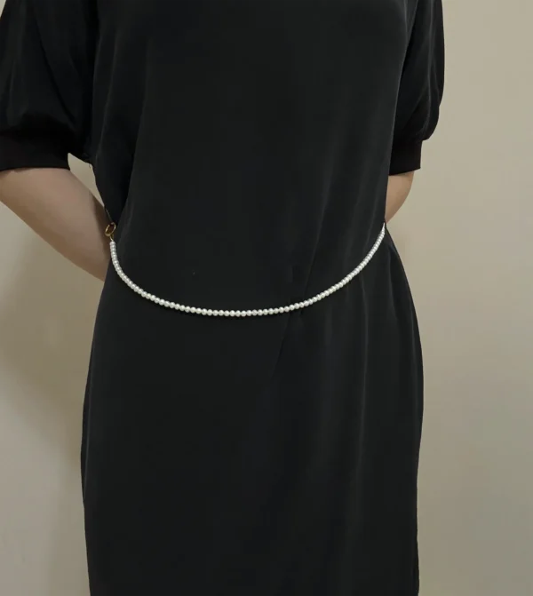Half Pearl Half Chain Necklace - Convertible Jewelry with Real Pearls - raffiepearls33