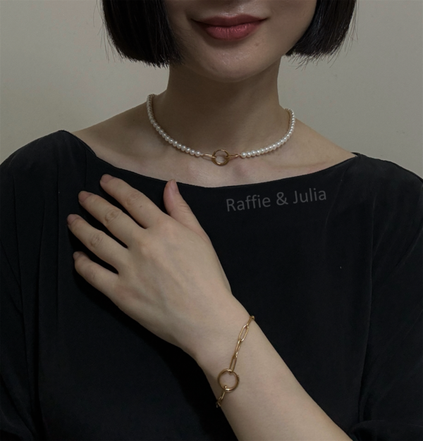 Raffie & Julia "Aura" Necklace, Freshwater Pearls with Openable Paperclip Chain, Multi-way Mix &Match