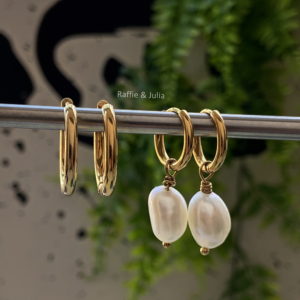 Raffie & Julia- Spell Pearl Hoops- 18k Gold Plated Stainless Steel Hoop Earrings with Detachable Freshwater Pearls, Versatile Minimalist Jewelry, Elegant Everyday Earrings, Classic Pearl Hoops for Women