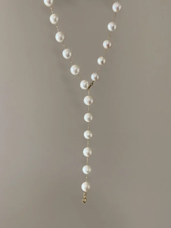 Pearl Station Necklace and Earrings – Freshwater Pearl Jewelry Set - raffiepearls18