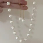 Pearl Station Necklace and Earrings – Freshwater Pearl Jewelry Set - raffiepearls18