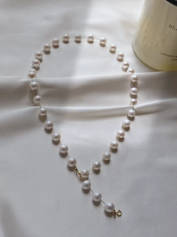 Pearl Station Necklace and Earrings – Freshwater Pearl Jewelry Set - raffiepearls18