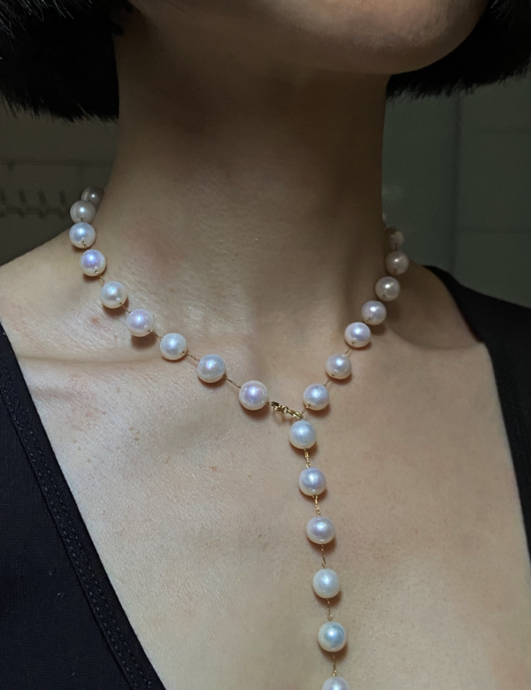 Raffie & Julia Stella Freshwater Pearl Station Necklace - Elegant 8-9mm Pearls, Versatile Design, Double-Strand Choker, Tarnish-Resistant Medical Steel Chain, Luxury Bridal Jewelry, Classic Pearl Choker, Adjustable Length