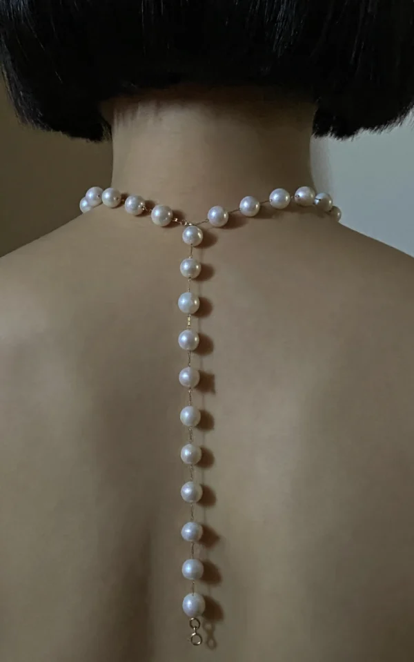 Pearl Station Necklace and Earrings – Freshwater Pearl Jewelry Set - raffiepearls18