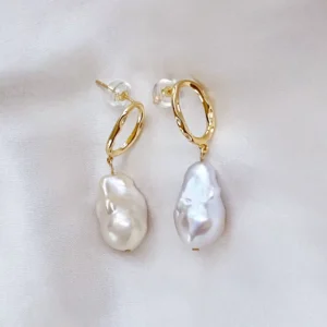 Silver or Gold Pearl Drop Earrings – Baroque Pearls in Sterling Silver - raffiepearls26