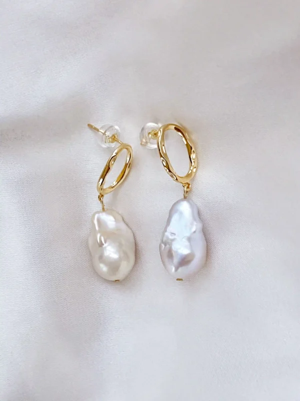 Silver or Gold Pearl Drop Earrings – Baroque Pearls in Sterling Silver - raffiepearls26