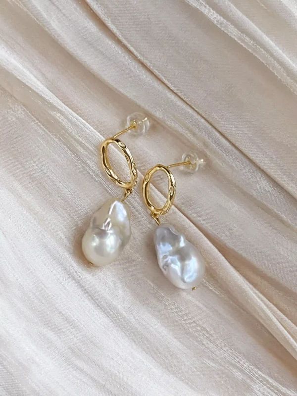 Silver or Gold Pearl Drop Earrings – Baroque Pearls in Sterling Silver - raffiepearls26