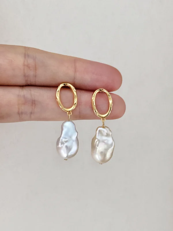 Silver or Gold Pearl Drop Earrings – Baroque Pearls in Sterling Silver - raffiepearls26