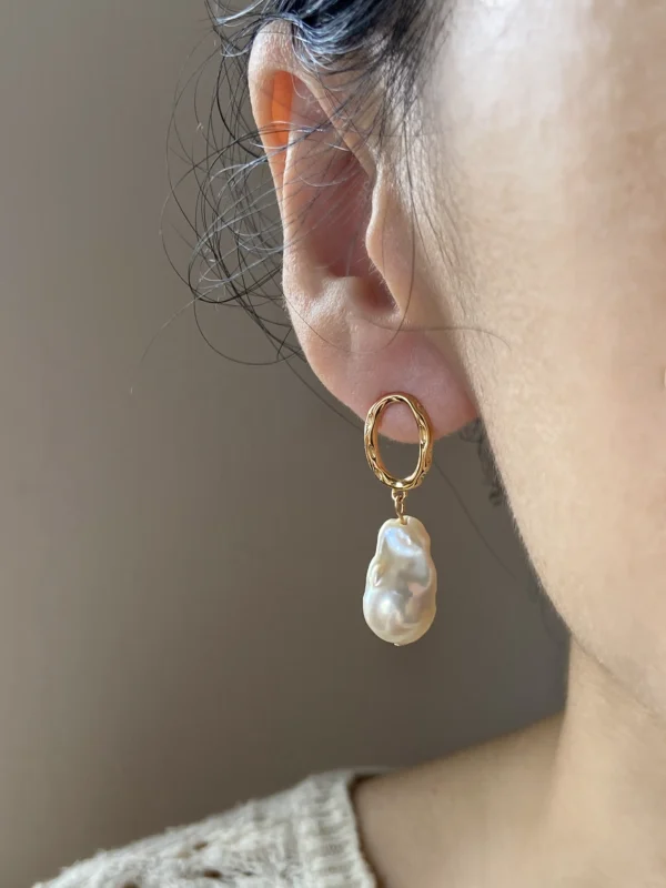 Silver or Gold Pearl Drop Earrings – Baroque Pearls in Sterling Silver - raffiepearls26