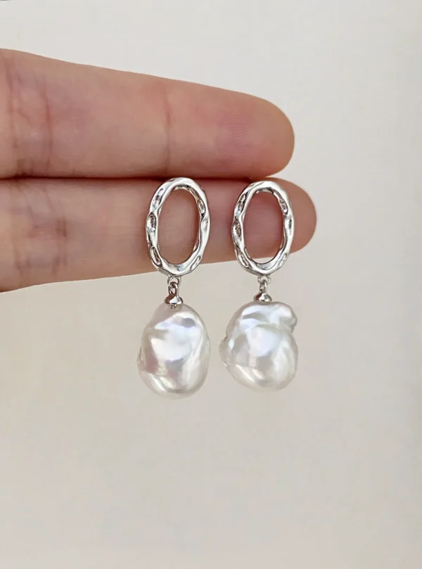 Silver or Gold Pearl Drop Earrings – Baroque Pearls in Sterling Silver - raffiepearls26