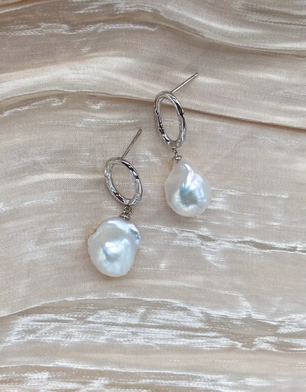 Silver or Gold Pearl Drop Earrings – Baroque Pearls in Sterling Silver - raffiepearls26