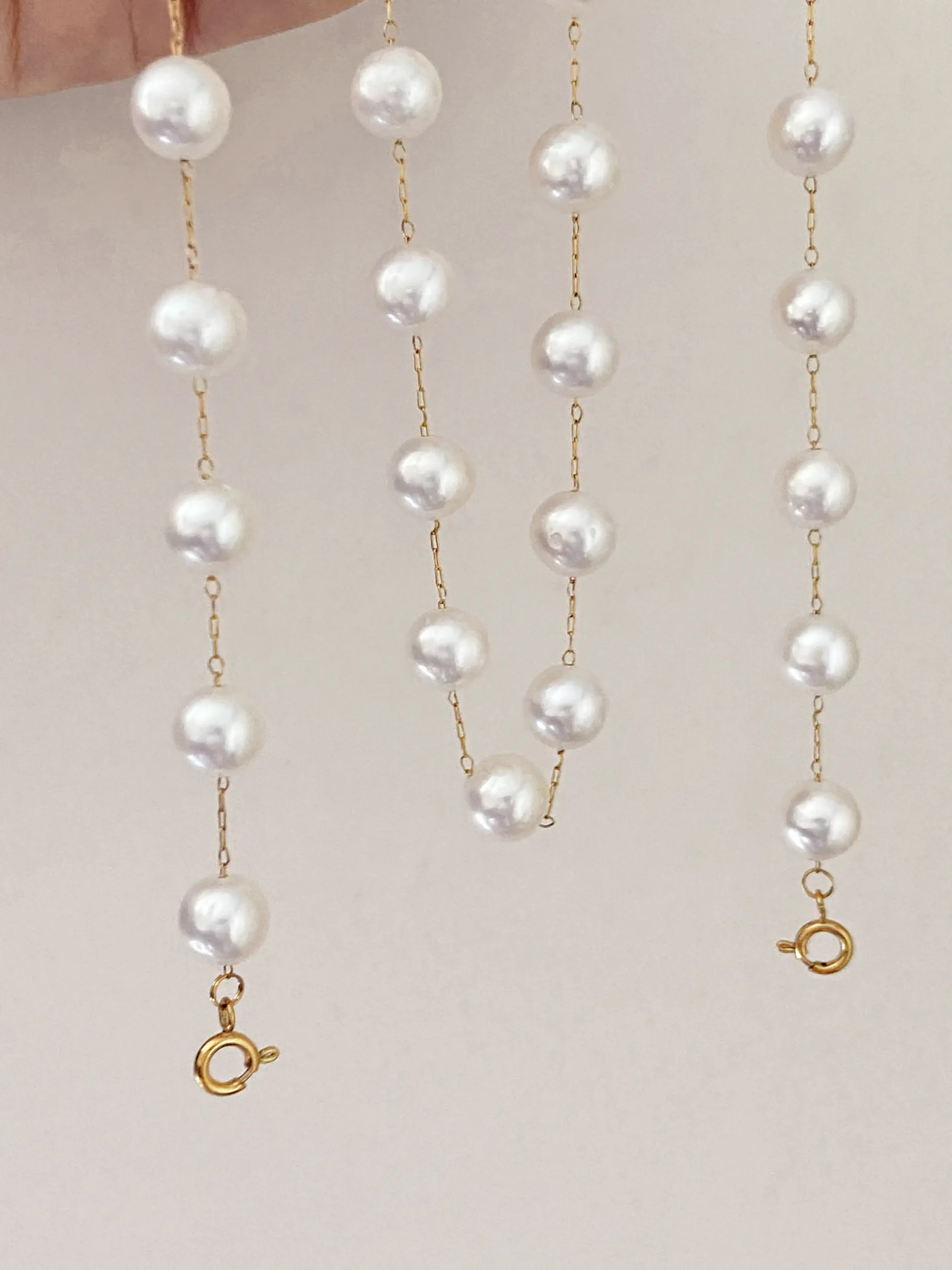 Pearl Station Necklace and Earrings – Freshwater Pearl Jewelry Set - raffiepearls18
