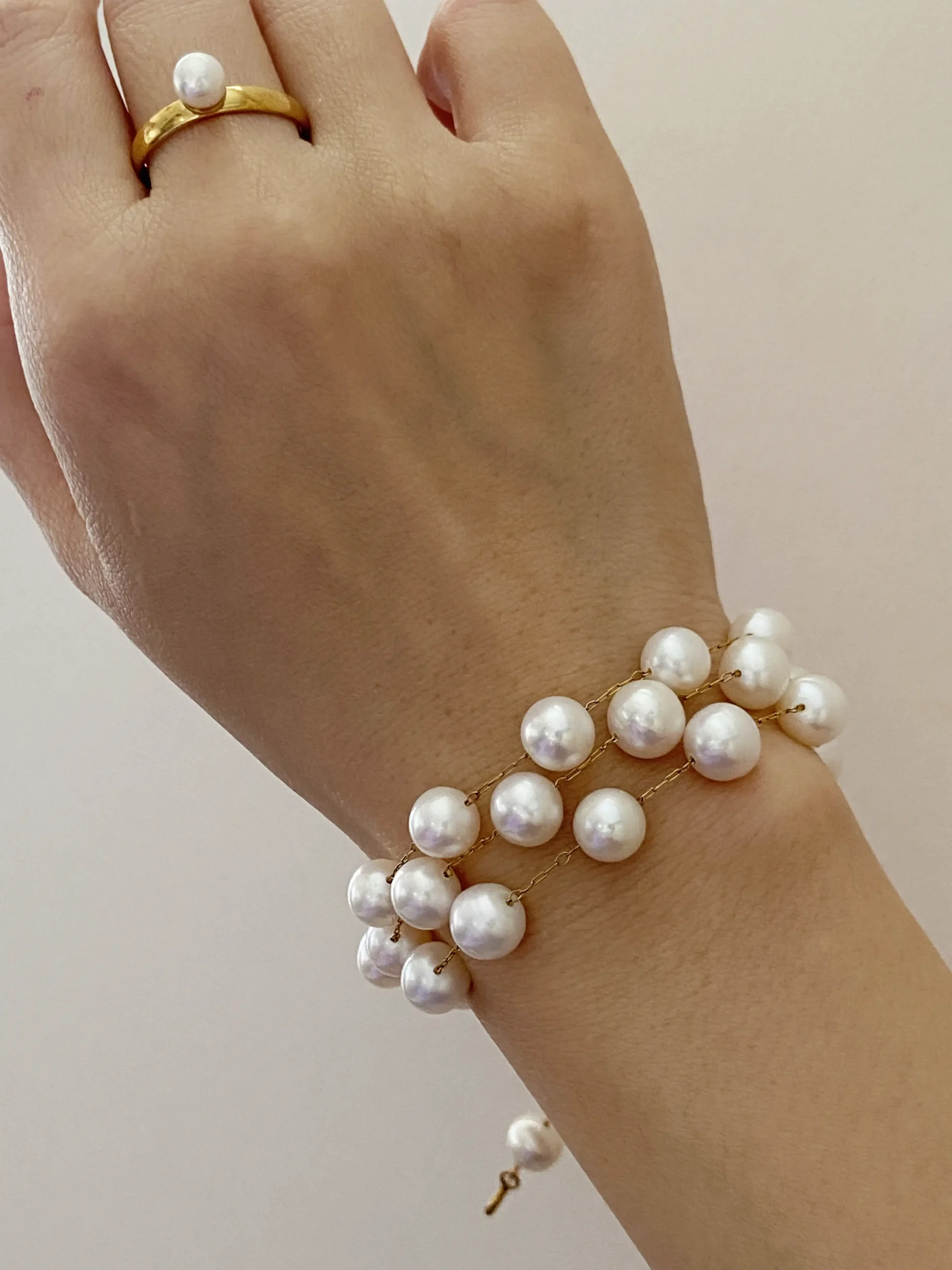 Pearl Station Necklace and Earrings – Freshwater Pearl Jewelry Set - raffiepearls18