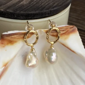 Silver or Gold Pearl Drop Earrings – Baroque Pearls in Sterling Silver - raffiepearls26