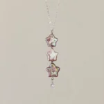 Pink or White Star-Shaped Pearls Necklace in Adjustable Sterling Silver Chain - raffiepearls02