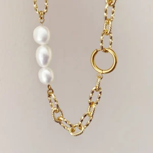 Baroque Pearl Bracelet with Gold Plated Non-Tarnish Chain - raffiepearls44