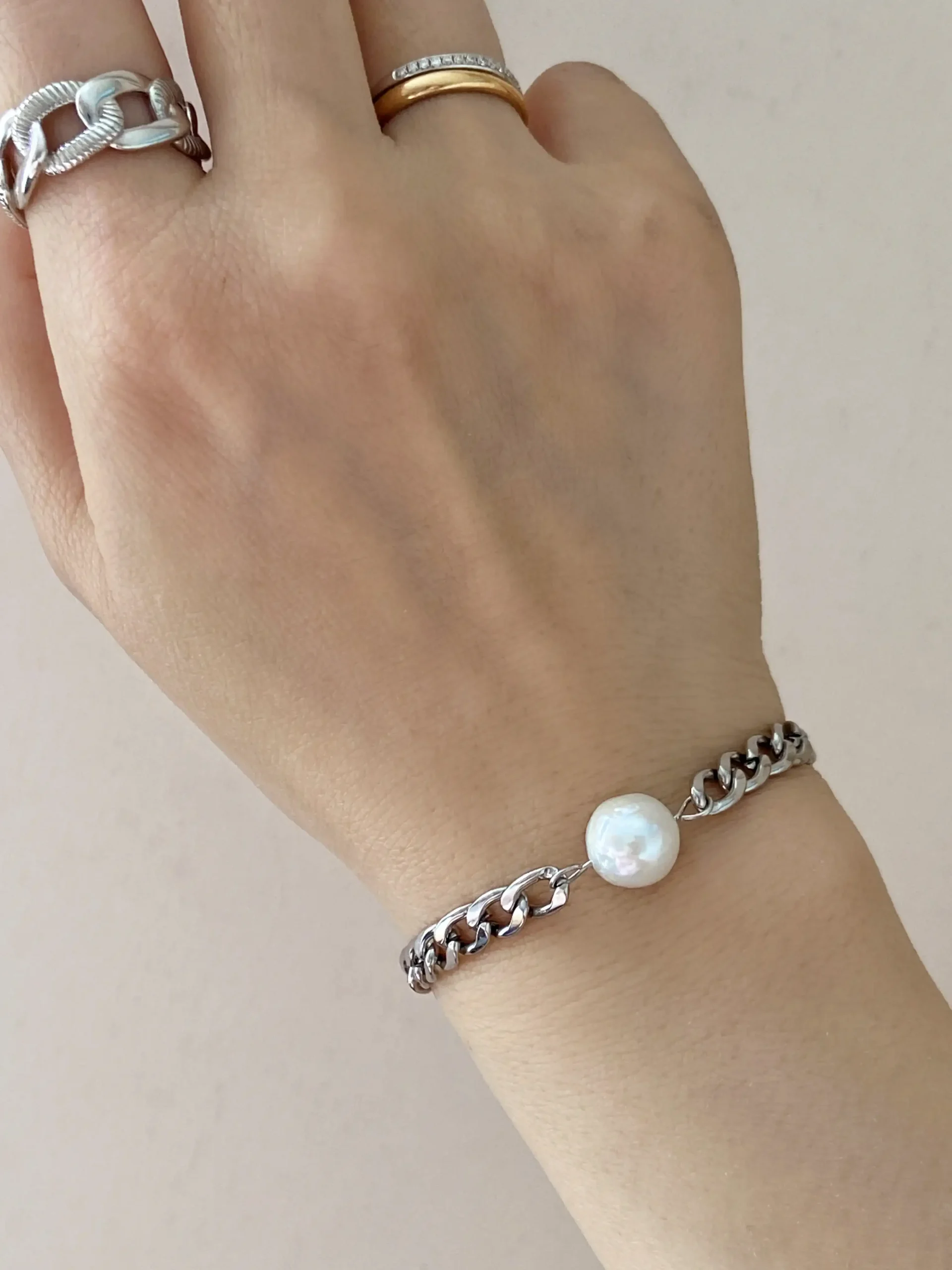 Chain Pearl Necklace – Convertible Necklace in 316L Steel