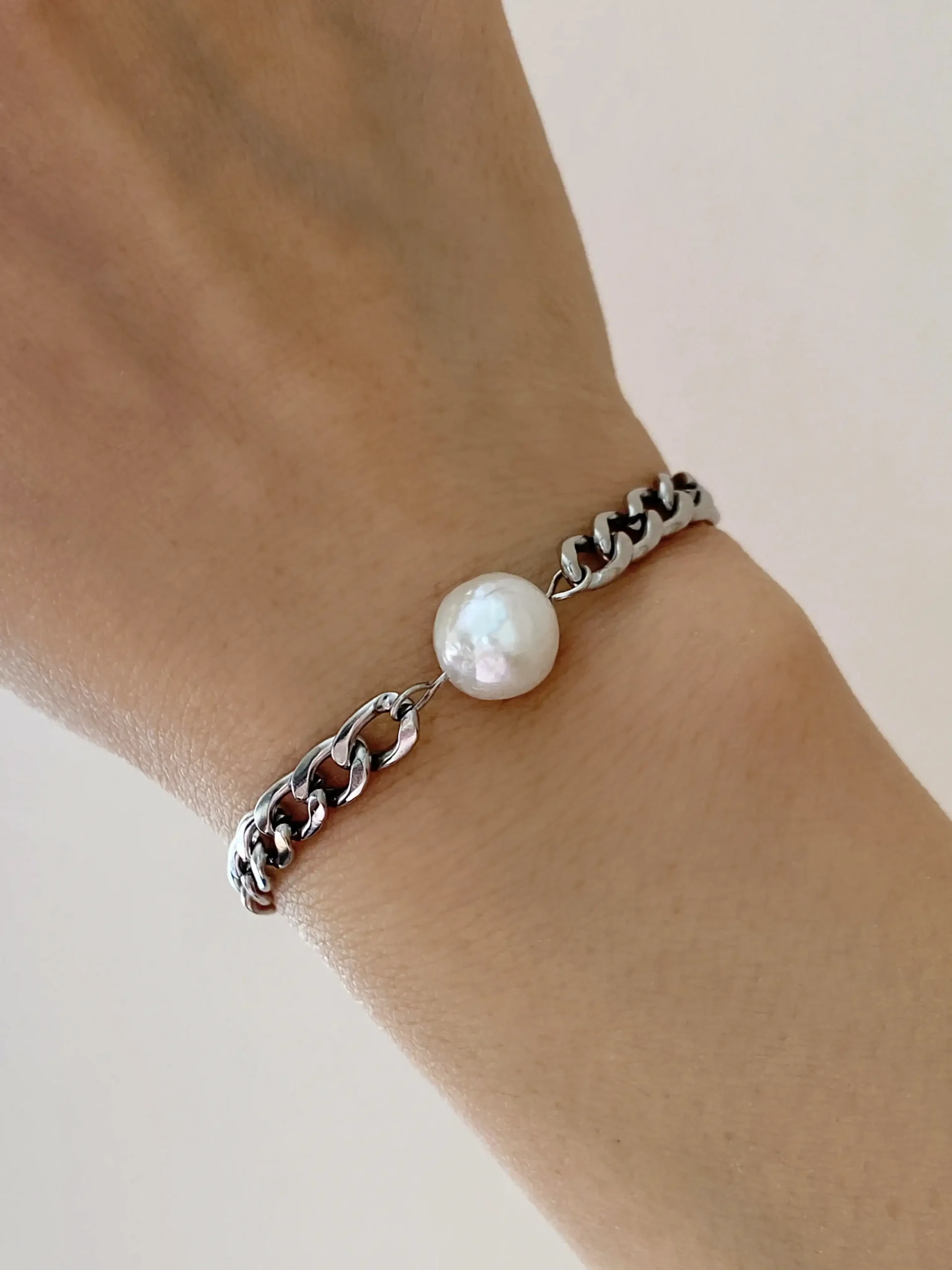 Chain Pearl Necklace – Convertible Necklace in 316L Steel