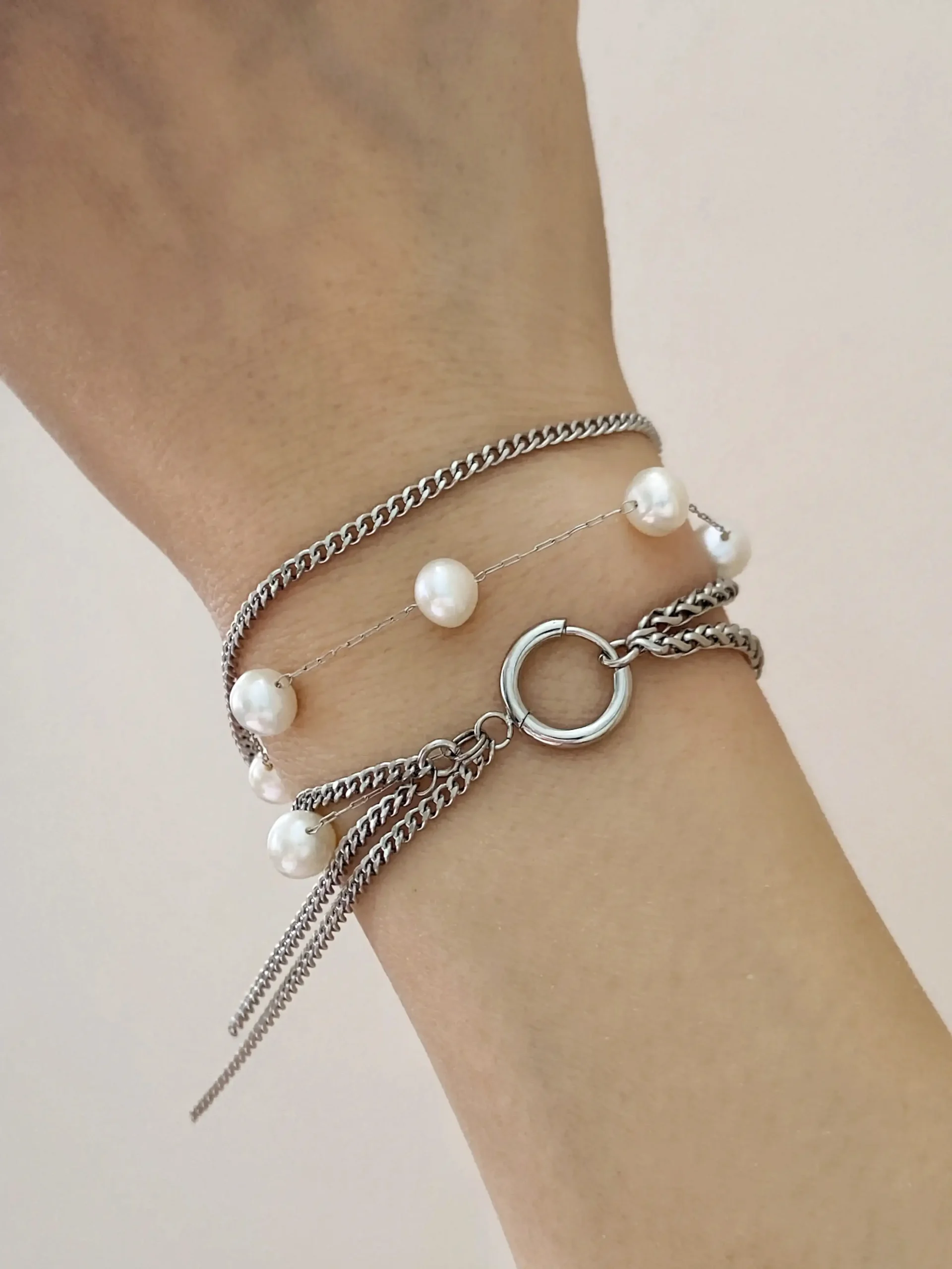 Chain Pearl Necklace – Convertible Necklace in 316L Steel