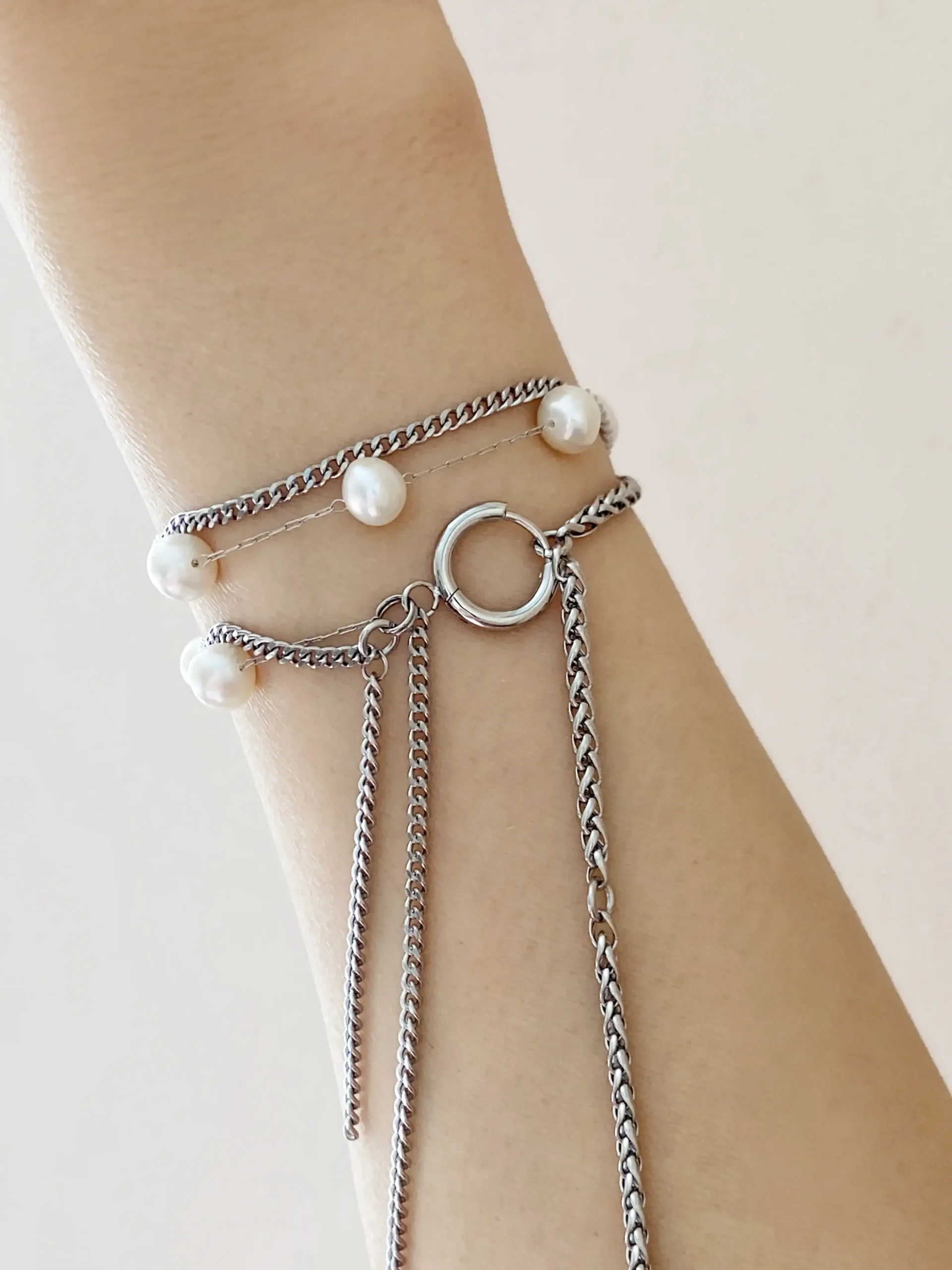 Chain Pearl Necklace – Convertible Necklace in 316L Steel