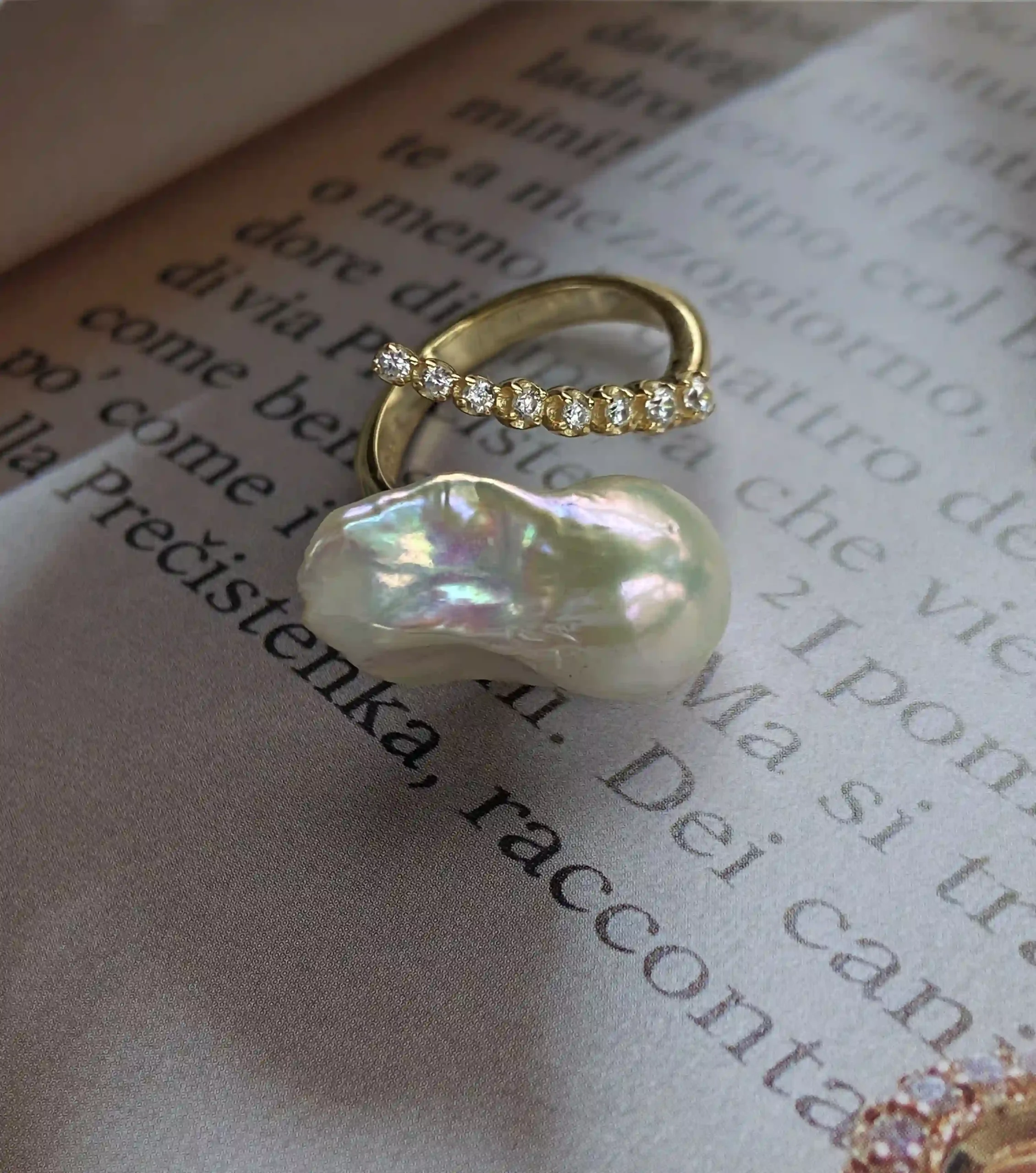 Baroque Pearl Ring – Adjustable Sterling Silver or Gold-Plated