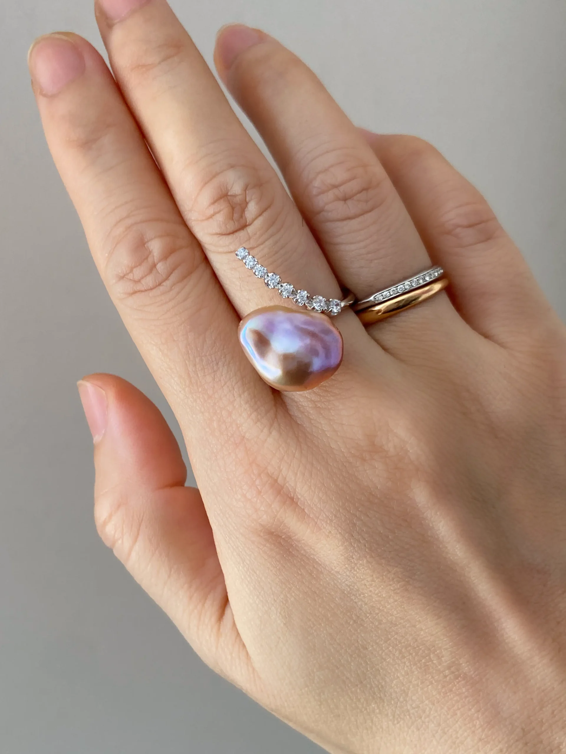 Baroque Pearl Ring – Adjustable Sterling Silver or Gold-Plated Ring
