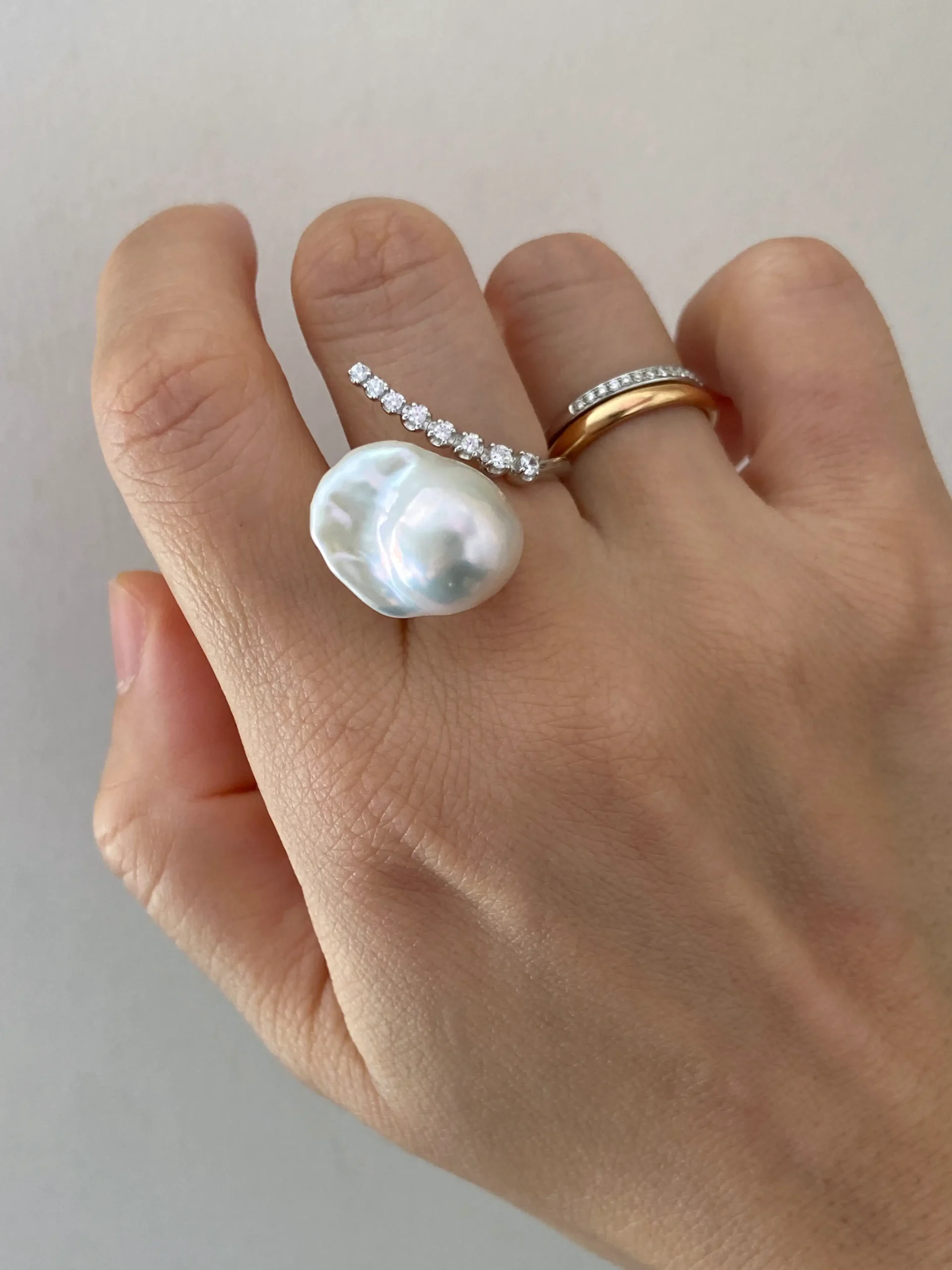 Baroque Pearl Ring – Adjustable Sterling Silver or Gold-Plated Ring