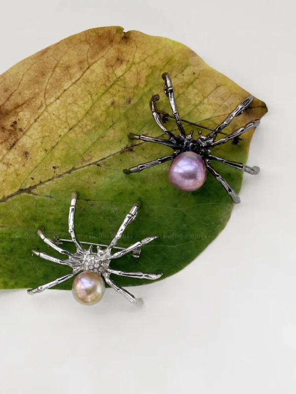 Black Choker Pearl Spider Necklace / Brooch – Fine Halloween Jewelry - raffiepearls54