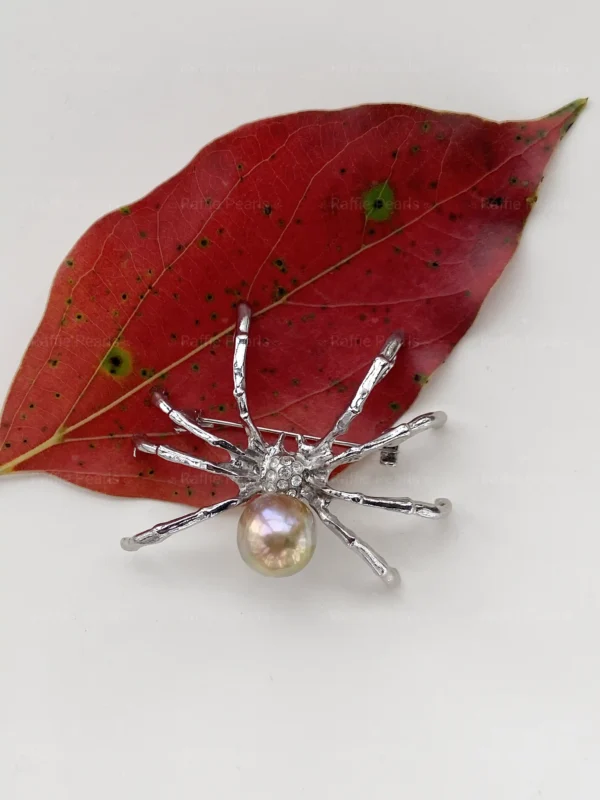 Black Choker Pearl Spider Necklace / Brooch – Fine Halloween Jewelry - raffiepearls54