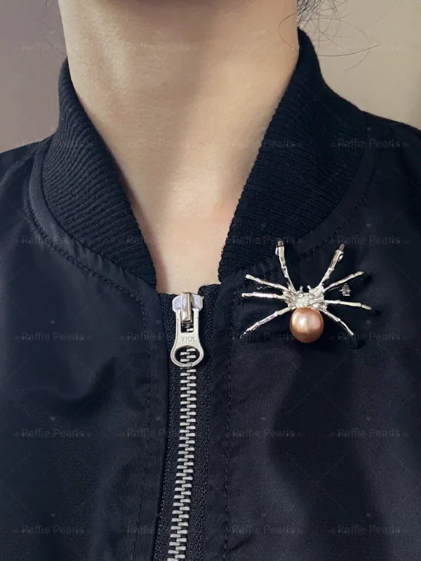 Black Choker Pearl Spider Necklace / Brooch – Fine Halloween Jewelry - raffiepearls54