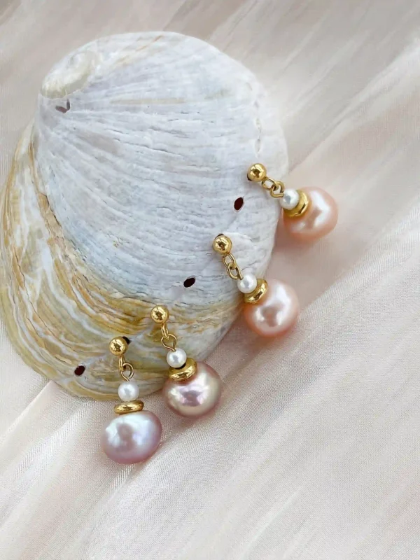 Pearl Earrings Drop – Naturally Colored Pearls in Tarnish-Free Gold Earrings - raffiepearls11