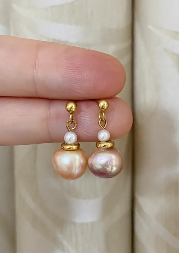 Pearl Earrings Drop – Naturally Colored Pearls in Tarnish-Free Gold Earrings - raffiepearls11
